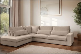 Narożnik w kształcie L SVEN, tkanina Poso, Ciemnobeżowy, Lewy