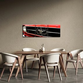 Obraz - Szczegół czerwonego samochodu (z zegarem) (90x30 cm)