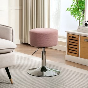 HOMCOM Hoker Barowy z Poduszką, Metalowa Podstawa, Optyka Kordu, Regulowany i Obrotowy 360°, Różowy