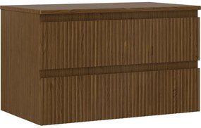 Mexen Rivel szafka łazienkowa podumywalkowa 80 cm z blatem, 2 szuflady, ryflowana , orzech - 91A20-08047-2-BFFC86