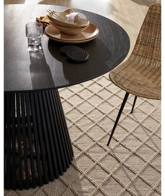 Czarny okrągły stół z litego drewna mindi ø 120 cm Jeanette – Kave Home