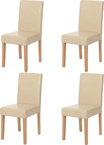 Krzesło do jadalni Littau (zestaw 4 sztuk),  sztuczna skóra, jasnokremowe nogi