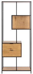 Czarny regał w dekorze dębu 77x185x35 cm Seaford – Actona