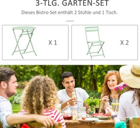 Outsunny 3-cz. zestaw ogrodowy, zestaw mebli balkonowych, stół bistro z 2 krzesłami do ogrodu, składany, jasnoniebieski