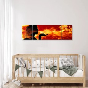 Obraz kobiety z płomieniami (170x50 cm)