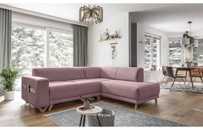 Różowy rozkładany/ze schowkiem narożnik (prawostronny/w kształcie litery L) Classy Sophie – Miuform