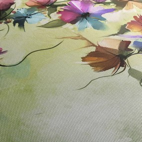 Obraz - malowidło pnącej się kwiaty (z zegarem) (90x30 cm)