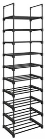 SongmicsHome Półka na buty TUBE, 10 półek, 45x30x174cm, czarna