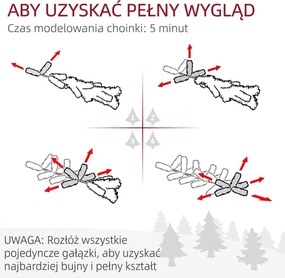HOMCOM Sztuczna choinka, 86 gałązek, 50 ciepłobiałych LED, szronione końcówki, ognioodporna, 0,6 m | Aosom PL