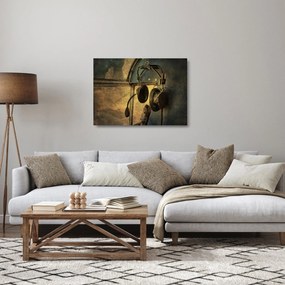 Obraz na szkle - Słuchawki lotnicze w stylu vintage (70x50 cm)