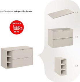 Wisząca szafka łazienkowa Bella 100 cm z blatem i regałem, kaszmir