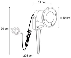 Reflektor z kolcem beżowy GU10 50 mm regulowany IP65 z kablem i wtyczką - Basic