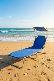 Niebieski leżak plażowy z zadaszeniem H9-B87