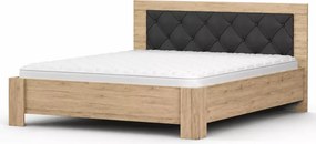 Łóżko drewniane Mareno 160×200 dwuosobowe w kolorze san remo sand z tapicerowanym zagłówkiem i opcjonalnym stelażem