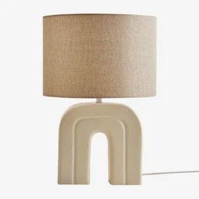 Lampa Stołowa Z Lnu Alamani Gardenia Biel - Sklum