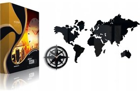 Zegar na ścianę mapa świata akrylowy naklejany kompas do salonu duży loft