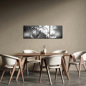 Obraz - Szczegół motyla zapylającego kwiat (z zegarem) (90x30 cm)