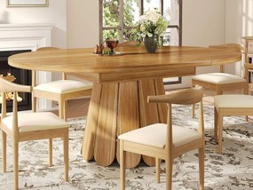 Stół rozsuwany - tekstura drewna - stół okrągły - 118-158 cm - 6 osób - Brązowy