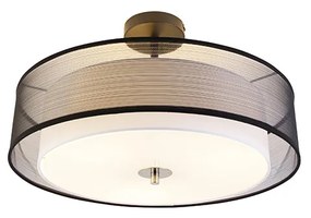 Nowoczesna lampa sufitowa czarna z białym 50cm 3-światła - Drum Duo Nowoczesny Oswietlenie wewnetrzne
