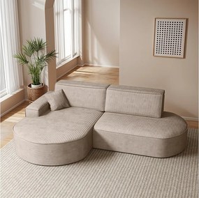 Narożnik Modena Pro, tkanina Poso, Ciemnobeżowy, Lewy