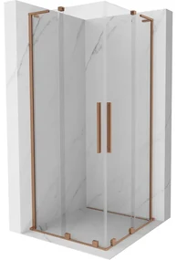 Mexen Velar L Duo kabina prysznicowa rozsuwana 80 x 80 cm, transparent, miedź szczotkowana - 871-080-080-02-03-65