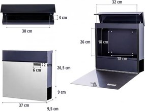 STILISTA Skrzynka na listy ścienna 35 x 44 x 11 cm, stal