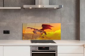 Szkło Ozdobne do Kuchni Smok na Niebie pełnym Chmur