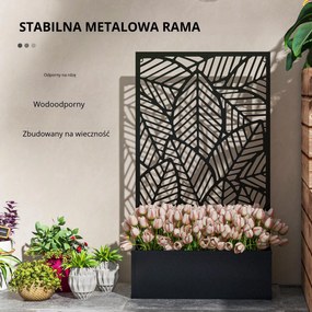 Outsunny Parawan z grządką na zewnątrz, parawan ogrodowy, ścianka działowa z donicą, metal, czarny | Aosom PL
