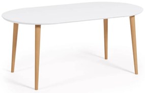 Biały okrągły rozkładany stół z białym blatem ø 90 cm Oqui – Kave Home