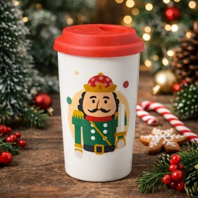 Kubek kamionkowy z pokrywką Dziadek do orzechów 400 ml