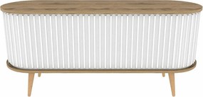 Nowoczesna szafka pod telewizor, dąb oud i biel, 140 x 43 x 64 cm | Płyta wiórowa pokryta melaminą w 100%, grubość 18 mm | Elegancka i funkcjonalna do salonu