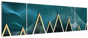 Obraz - Księżyc w pełni nad złotymi górami (170x50 cm)