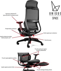 Ergonomiczny fotel biurowy z podnóżkiem Space