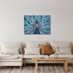 Obraz na szkle namalowanego pawia (70x50 cm)