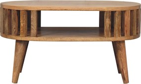 Stolik kawowy Mini Ariella z litego drewna, 1 otwarta półka, brązowy