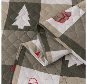 Narzuta na łóżko ze wzorem CHRISTMAS SOCKS, zielony Rozmiar: 170 x 210 cm