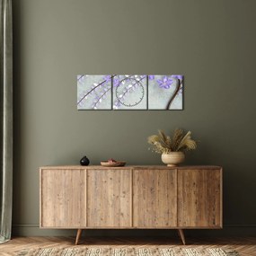 Obraz - Fioletowy deszcz (z zegarem) (90x30 cm)
