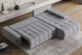 Masseno Narożnik ALESE z funkcją spania i pojemnikiem na pościel Narozniki L, Rozkładana sofa - Jasnoszary, MONOLITH 84