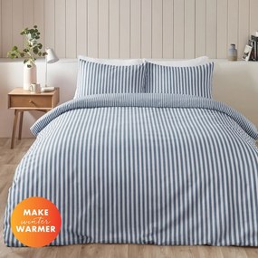 Niebieska flanelowa pościel dwuosobowa 200x200 cm Stripe – Catherine Lansfield