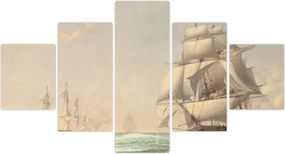Obraz - Fitz Henry Lane, The United States Frigate President Engaging the British Squadron, reprodukcje (125x70 cm)
