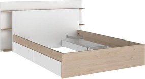 Łóżko 140 x 190/200 cm z 4 szufladami - Naturalny i biały - TILONIDE