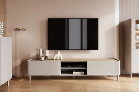 Szafka RTV Elivo 220 cm na nóżkach - kaszmir / dąb olejowany
