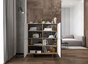 Wysoka komoda na dwóch płozach Apollo 148 dąb wotan/grafit