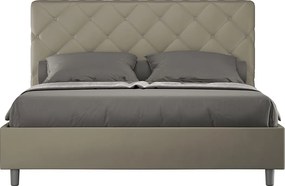 Łóżko bez stelaża tapicerowane 160x200 sztucznej skóry Cappuccino Priya