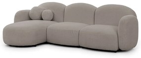 Szary narożnik z materiału bouclé (lewostronny/z szezlongiem) Orbit – Ropez