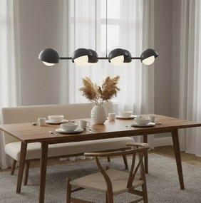 Boom 6 czarna lampa wisząca designerska nad stołem prostokątnym