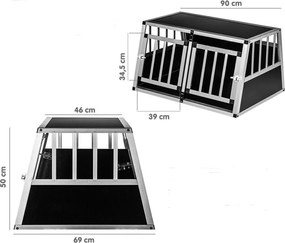 Kojec transportowy aluminiowy dla psów  89 × 69 × 50 cm
