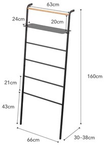 Czarny wieszak z półką YAMAZAKI Tower Ladder