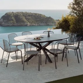 Zestaw Stołu 145-200x145 Cm Rozkładany Z Aluminium Begur I 8 Krzeseł Ogrodowych Ze Stali Anerina Grafitowa Szarość - Sklum