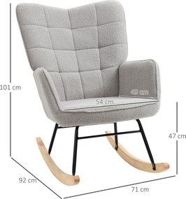 HOMCOM Fotel bujany na sprężynach do 120 kg Jasnoszary Poliester Komfortowe siedzisko do odpoczynku | Aosom PL